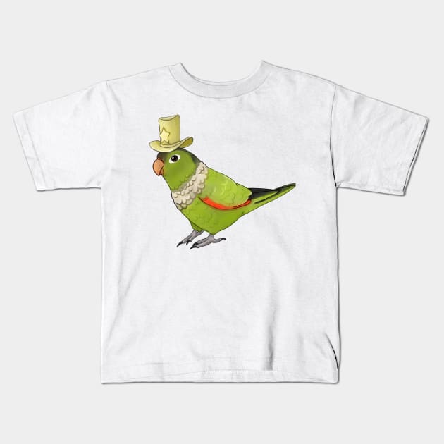 Cute Black Capped Conure with Hat Kids T-Shirt by merue